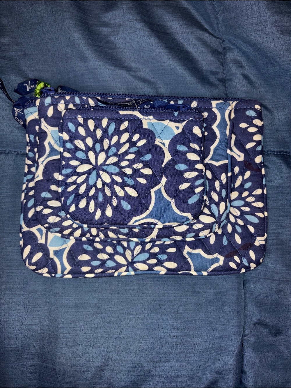 NWT Vera Bradley Cosmetic Trio Petal Splash Blue Floral 3-Piece Pouch Set